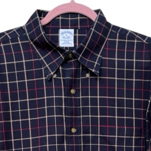 Brooks Brothers 346 Cotton Non-Iron Polo Button Down Collar Windowpane Shirt - Picture 2 of 6
